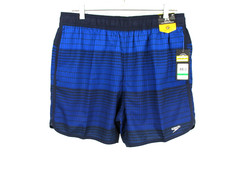 NWT SPEEDO Board Shorts Men Large Blue UPF50 Comfort Stretch Mesh Lining Pocket