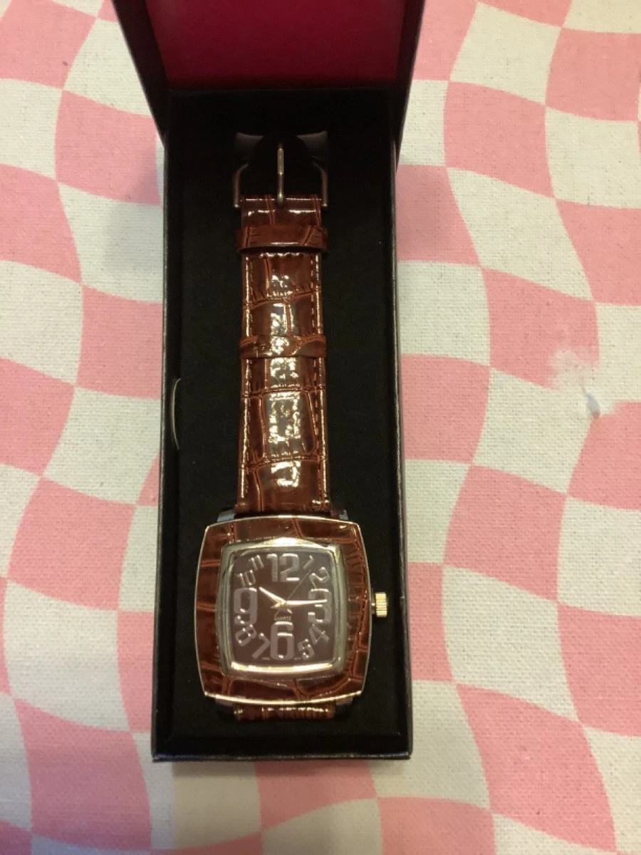Avon Vintage Gold-Tone Women\'s Watch with Brown Croc-Pattern Leather Strap AVON CLASSIC FAUX CROCO STRAP WATCH | eBay main image 2