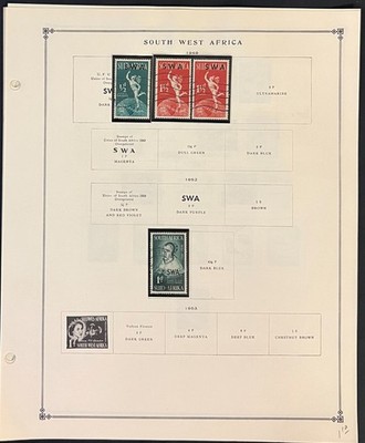 South West Africa Stamp Collection Pages Mint Hinged & Used 1941