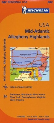 MICHELIN USA: MID-ATLANTIC, ALLEGHENY HIGHLANDS MAP 582 **BRAND NEW**