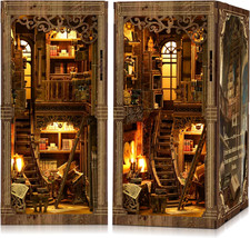 CRIOLPO Book Nook Kits for Adults - Book Nook Kit Bookshelf Decor DIY Miniature