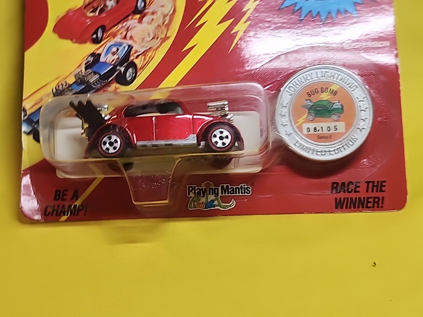 1993 Johnny Lightning BUG BOMB Red Car Redline Wheels Coin 08,105 Series E 🔥X3