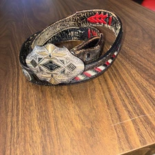 Used ladies Tony Lama leather belt with Montana silversmith buckle