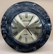 Prestige Ship's Time Clock Vintage Porthole Brass Quartz Tested Working