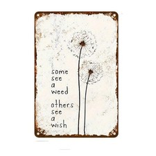 Vintage Metal Wall Sign Aluminum Sign 8x12 Dandelion Design Funny Decor