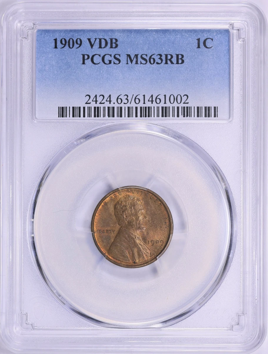 PCGS Certified MS 63 Graded 1909 Year Lincoln Wheat US Small Cents