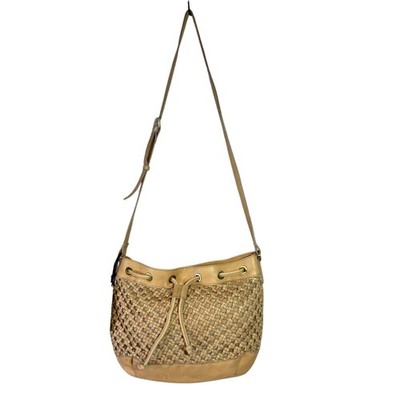 NWT Marta Ponti Woven Beige Leather Shoulder Bag B10