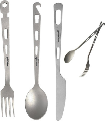 Titanium Fork Spoon Knife Set Camping Tongs Ultralight Backpacking Utensils
