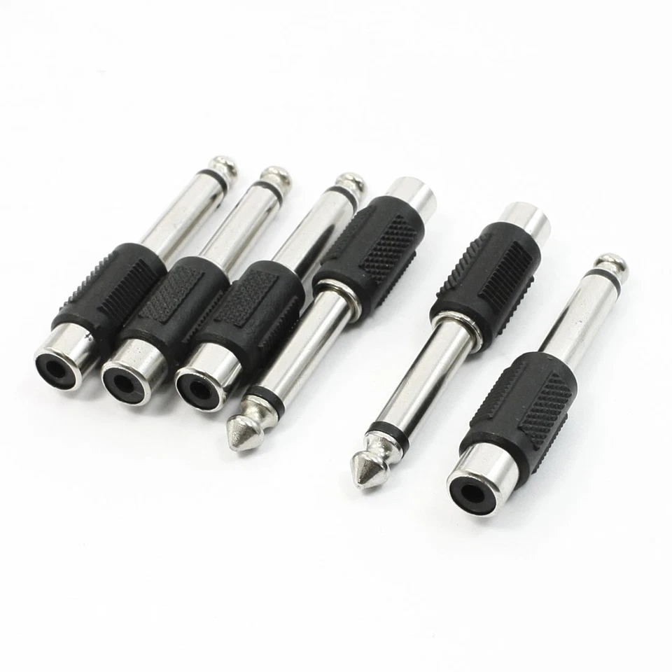 6 pièces 6,35 mm Mono mâle vers RCA Audio femelle Adaptateur - Photo 1/1