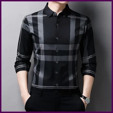 New Men's Casual Printed Long Sleeved Lapel Shirt for Spring and Autumn Fashion