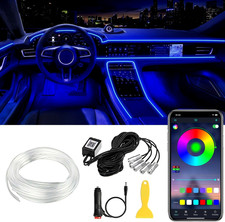 Car LED Strip Lights 5-in-1 RGB Ambient Kit APP Control Fiber Optic 236in