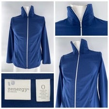 Zenergy Full Zip Jacket Women  s Sz. 0 Blue Polyester Spandex YGI I5-45