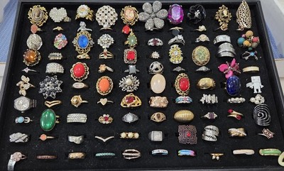 Vintage Mod Ring Lot Of 100. 23 Signed Kate Spade N.Y Avon Sterling Vendome