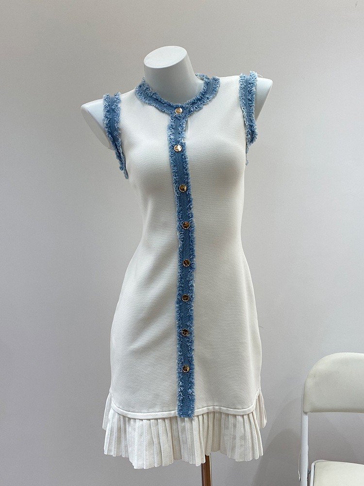 sandro short dress Beaded knit mini dress in white for Women