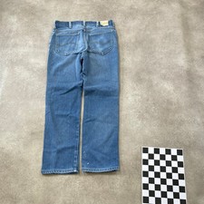 Lee Jeans Mens 32" Vintage 90s Straight Leg Faded Denim Pants, Blue