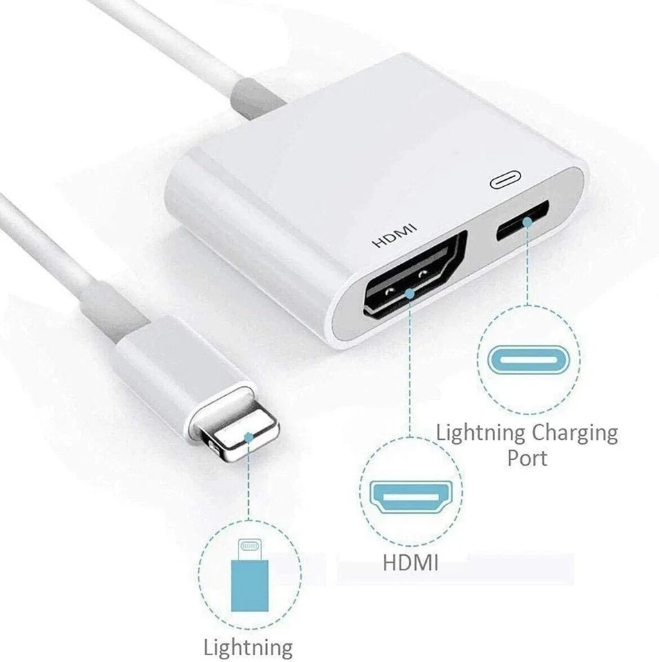 Lightning-Auf-HDMI Digital TV Adapter FULL HD 1080P Kabel Für-Apple-iPad-iPhone - Bild 3 von 4