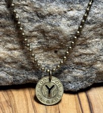 Collana Vintage New York City NYC Authority Subway Token Pendente. Storia dell'usura!