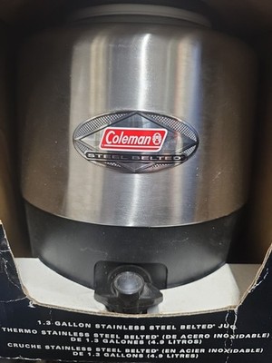 その他 Coleman STEELBELTED JUG Vintage COLEMAN STEEL BELTED 1 Picnic Jug Cooler Silver & White W
