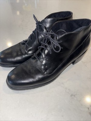 SH29 Munro American 10 N Black Leather Oxford Ankle Bootie Chukka Boot USA Made