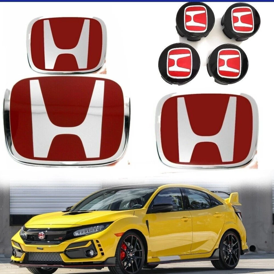 1Set Red H Emblem Front Rear Wheel Badge Fit For Honda CIVIC Sedan 2016-2021 Foto 4 de 4