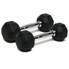 Dumbbells Hand Weights Set of 2-8 lb Rubber Hex Chrome Handle Exercise  Fitn...