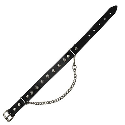 Stiefelkette aus Leder flache Spitznieten schwarz