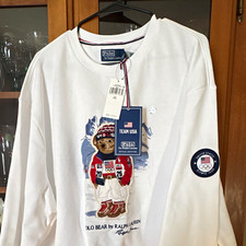 Polo Ralph Lauren Team USA Polo Bear White Fleece Crewneck Sweatshirt 2XL