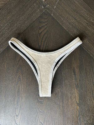 Hoaka Women s High Cut Bikini Bottoms Neoprene White Ivory Velvet Size S