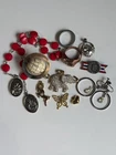 Vintage Jewelry Lot With Sterling Silver Gold Plate/fill Pendants Rings Pin