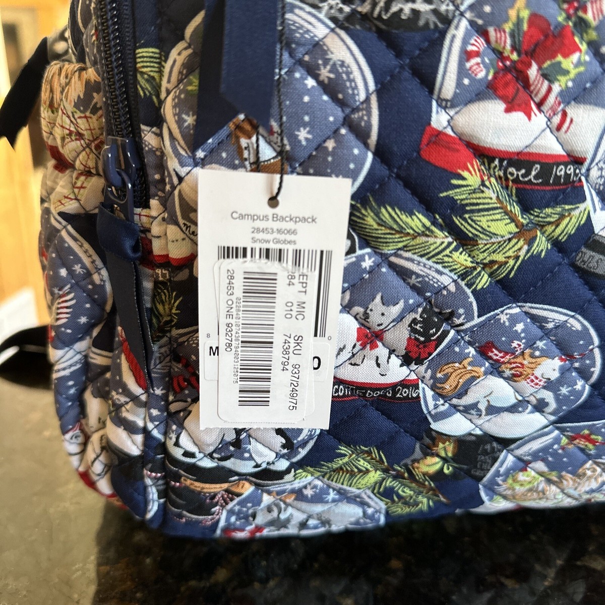 NWT Vera Bradley Snow Globe campus backpack NWT Vera Bradley Campus Backpack Bag - Snow Globe Motifs | eBay main image 2