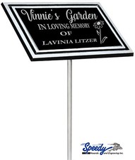 OUTDOOR ENGRAVED PLAQUE 6X8 BLACK SILVER STAKE MOUNT MEMORIAL RECOGNITION MARKER
