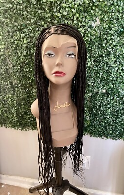 Ready To Ship Micro Box Braids, Knotless Braided Wigs For Black Women. Black