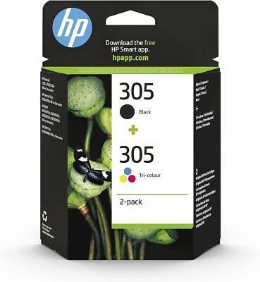 HP 305 (6ZD17AE) Original Printer Cartridge, 1 x Black, 1 x Colour for HP DeskJe
