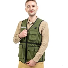 Heated Vest for Fishing, Multi-Pockets with LED Light for Snow Fishing Outdoor