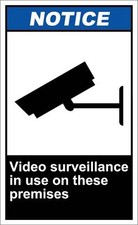 Video Surveillance Is In Use On These Premises OSHA / ANSI LABEL DECAL STICKER