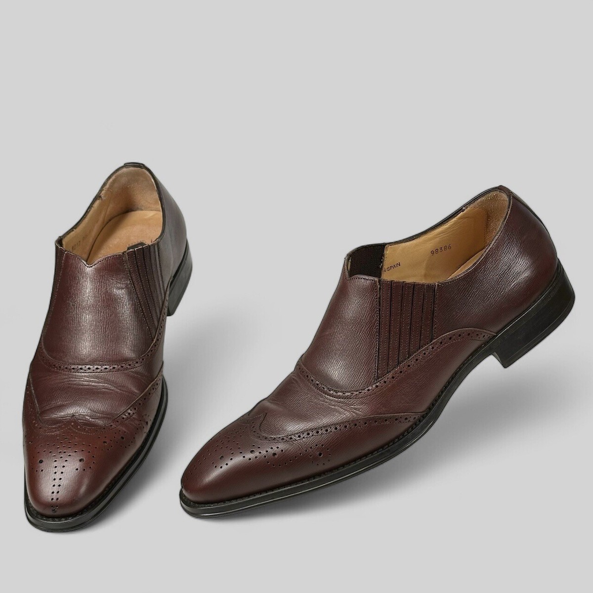 Mezlan Rioja Brogue Wingtip Slip On Loafer - Brown Leather  display picture 1