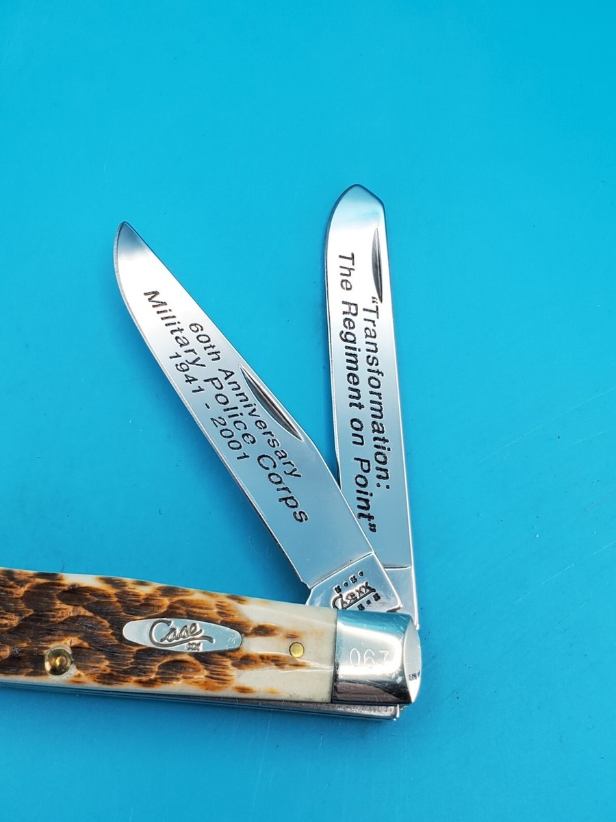 Case XX 6254 SS Amber Jigged Bone Two Blade Trapper Pocket Knife