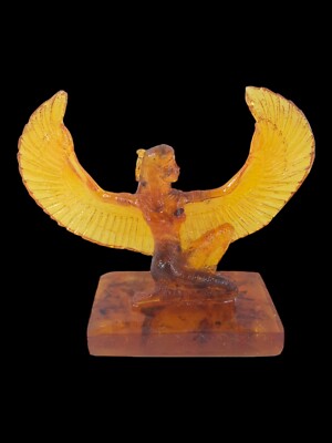 UNIQUE ANCIENT EGYPTIAN ANTIQUE Statue Amber Percious Winged Goddess Isis
