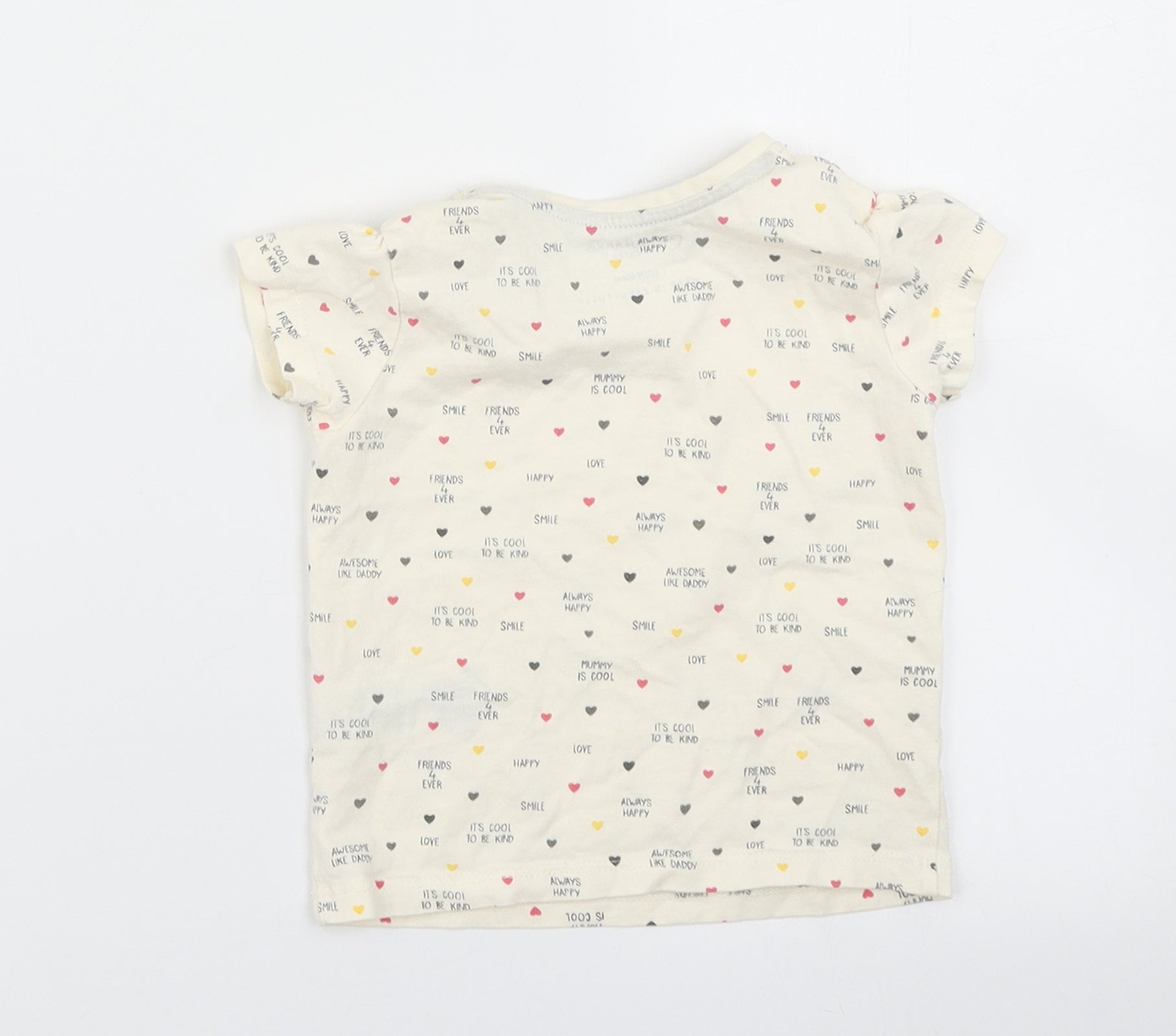 Primark Girls Ivory Polka Dot Cotton Blend T-Shirt Size 9-12 Months image 2