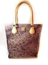 Diane Von Furstenburg DVF Womens Travel Tote Bag Brown Clasp Dual Handle Large