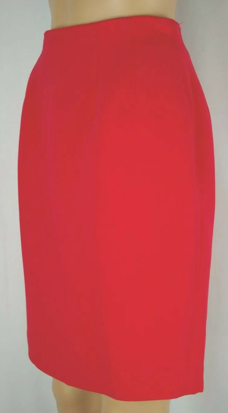 Solid Red Pencil/ Straight Fully Lined Skirt Wome… - image 3