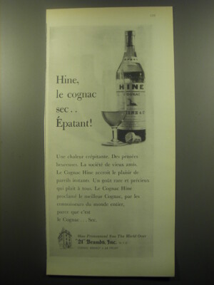 1959 Hine Cognac Advertisement - Hine, le cognac sec.. Epatant!
