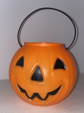 Vintage Norfolk Halloween Pumpkin Blow Mold Pail Bucket Made In USA Rare