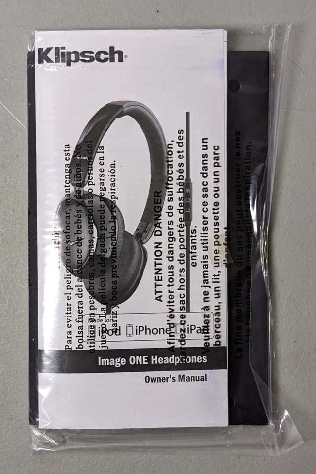 Funda protectora de viaje, adaptadores y manual para auriculares Klipsch Image ONE II Foto 3 de 4