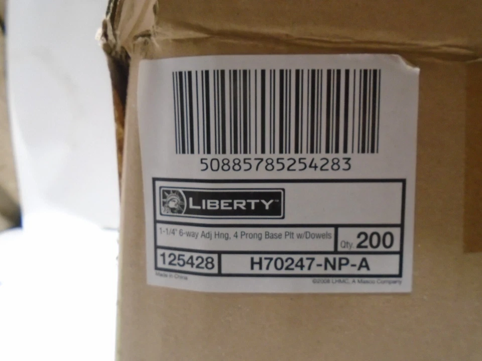 CAJA DE 200 LIBERTY H70247 NP Euro Oculto 35mm 1 1/4" Superposición Gabinete Bisagra Foto 4 de 4