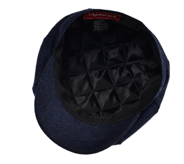 British Cap Newspaper Boy Hat Tweed Flat Cap With Lining Herringbone