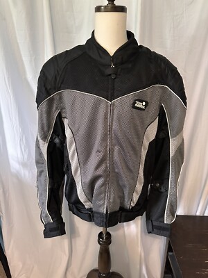 Tour master Motorcycle Jacket. Padded. Pockets. Mesh. Black/silver. Men s 2XL
