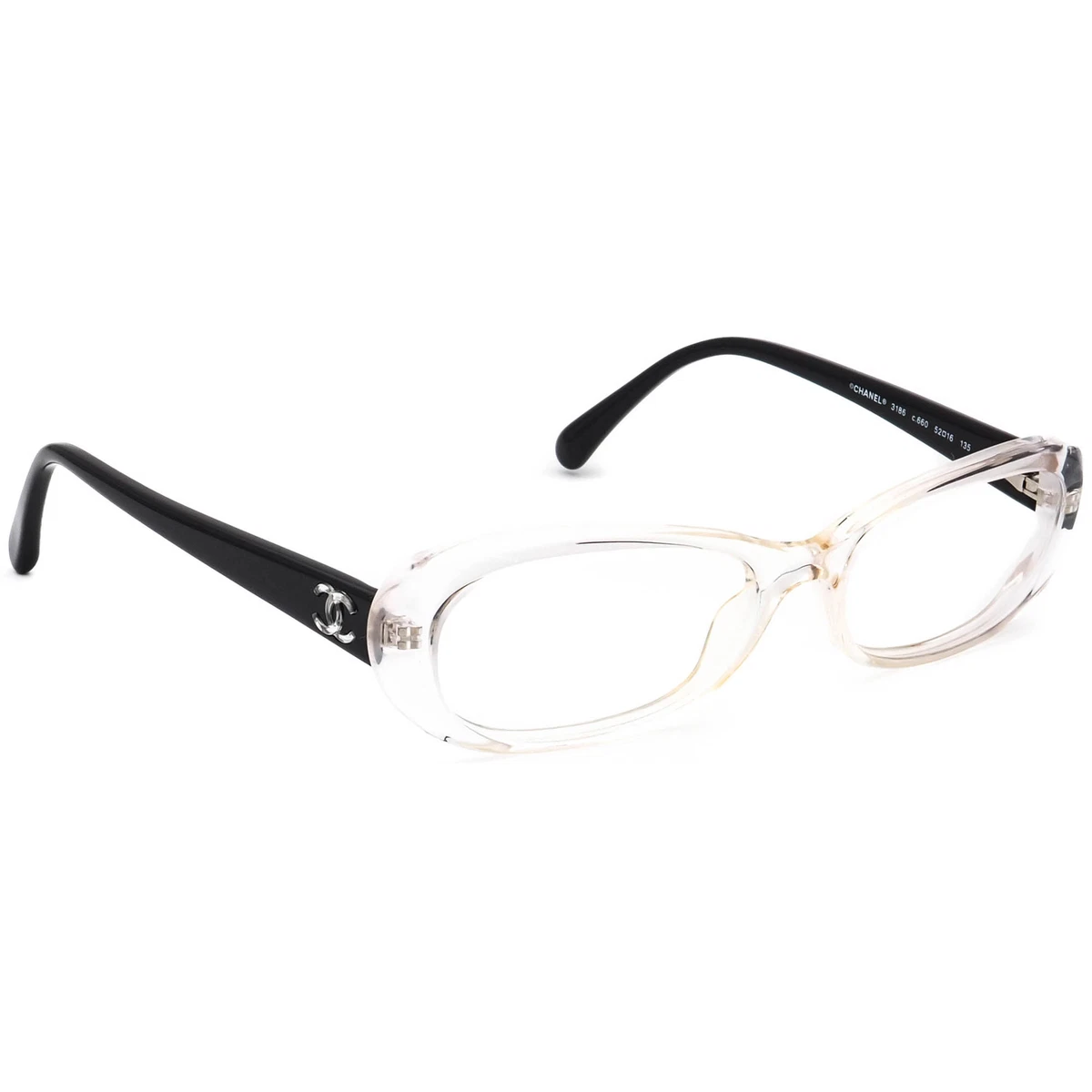 Chanel Eyeglasses 3186 c.660 Clear/Black Rectangular Italy 52[]16 135  Crystals