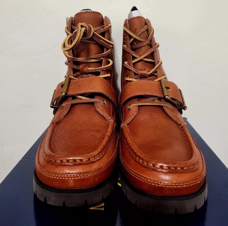Polo By Ralph Lauren Ranger Tumbled Leather and Quilted Brown Ankle Boot Mens 6 Ralph lauren ranger boots - Gem main image 3