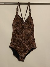 Time and Tru Women's Ladies 2X Classic Slimming Leopard 1 Piece Swimsuit NEW NWT